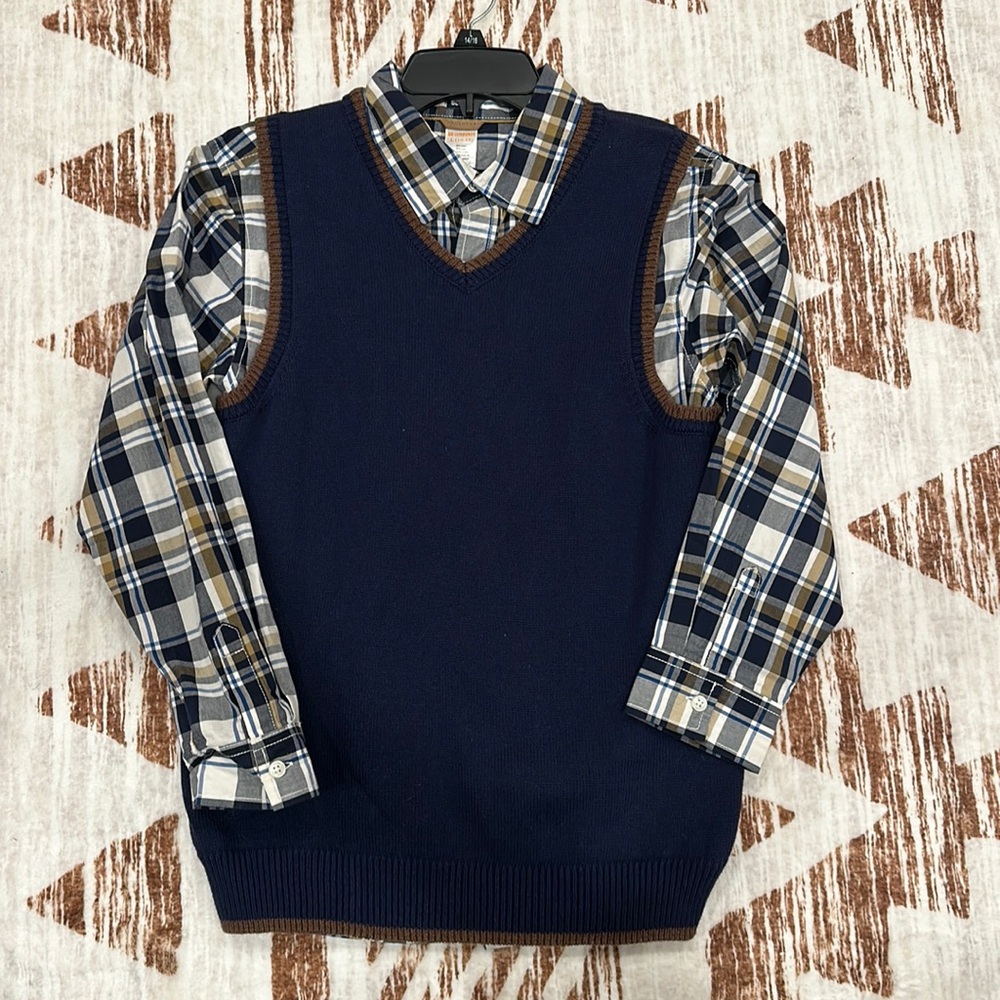 Gymboree boys button down long sleeve shirt and vest